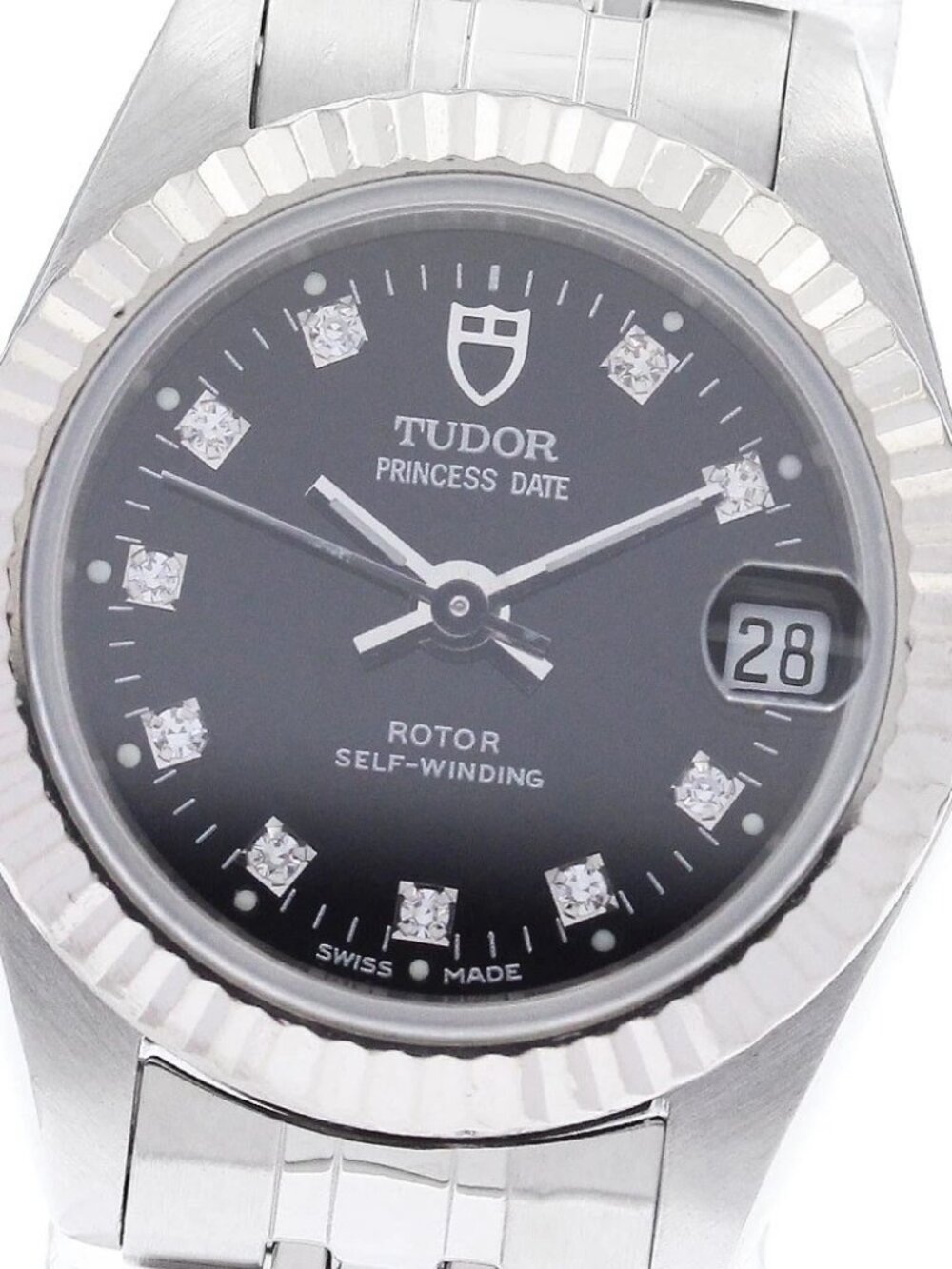 TUDOR Princess Date 92514 10P Diamond WG Bezel Automatic Ladies Watch_903364